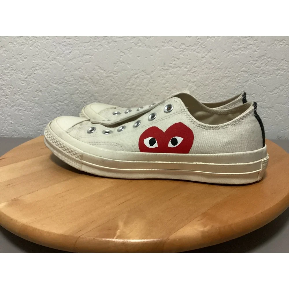 Comme des Garçons PLAY x Converse Chuck Taylor All Star Low Cream Heart Shoes 7 - Picture 2 of 15